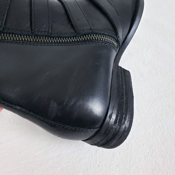 Born Ankle Boots Womens 8 Black Leather 4 Buckle Grunge Side Zip Goth Steampunk - Picture 6 of 12
